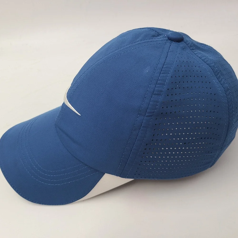 Nike Hat Adjustable Blue White Nike Golf Perforated Mesh Swoosh Logo Casual Men